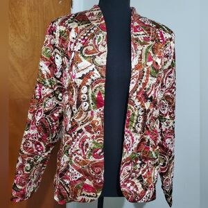 Vintage Analogy Quilted Patchwork Paisley Jacket Small Y2K Boho Tapestry Blazer